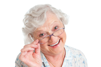 Satisfied senior woman with eyeglasses